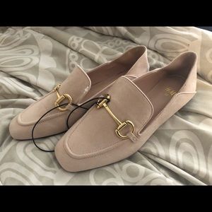 Nude Pink Suede Loafers
